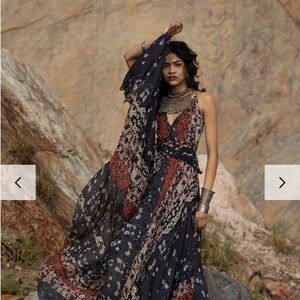 Floral Maxi Dress in Navy and Red